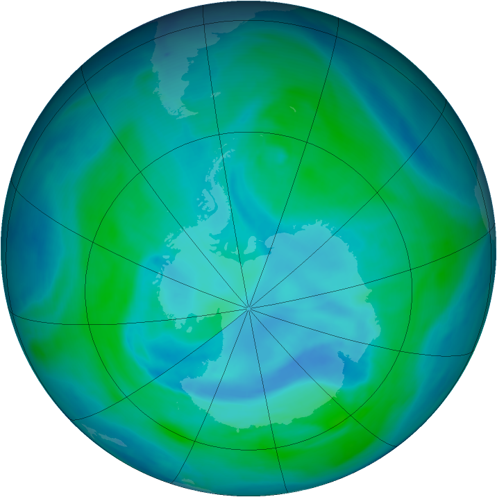Antarctic ozone map for 07 January 2007